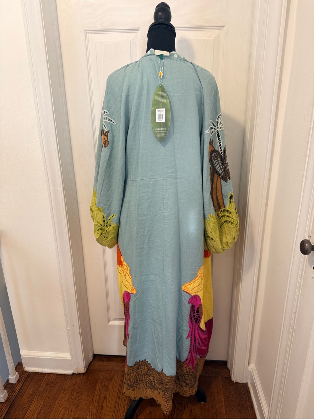 Farm Rio Multicolor Usiacuri Embroidered Richelieu Maxi Dress Size L - Picture 9 of 13